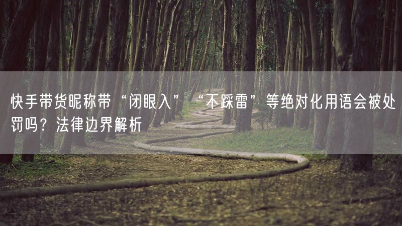 快手带货昵称带“闭眼入”“不踩雷”等绝对化用语会被处罚吗？法律边界解析