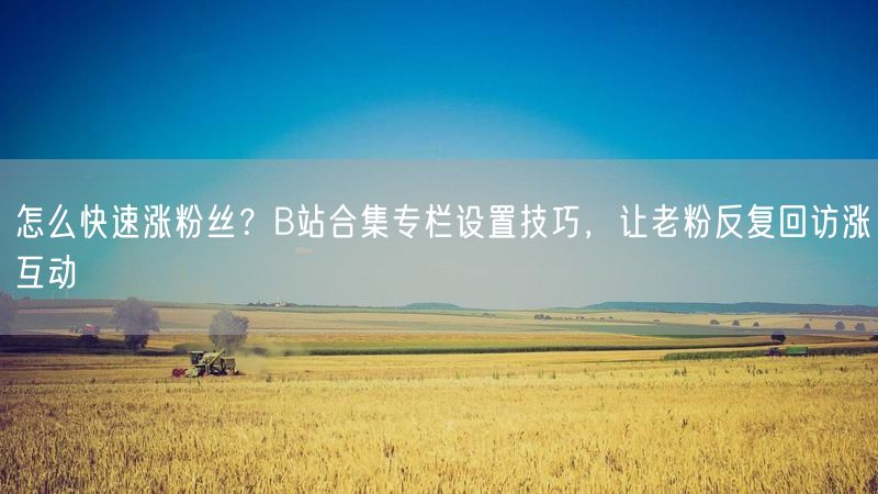 怎么快速涨粉丝？B站合集专栏设置技巧，让老粉反复回访涨互动