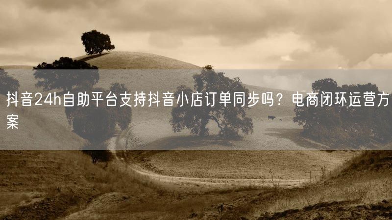 抖音24h自助平台支持抖音小店订单同步吗？电商闭环运营方案