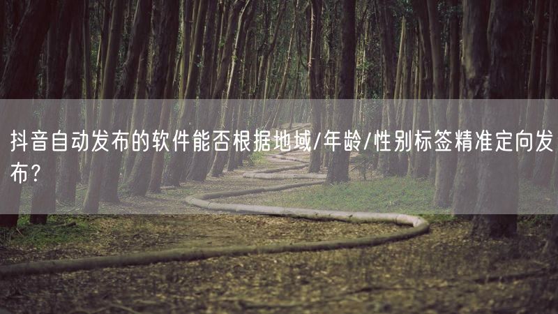 抖音自动发布的软件能否根据地域/年龄/性别标签精准定向发布？