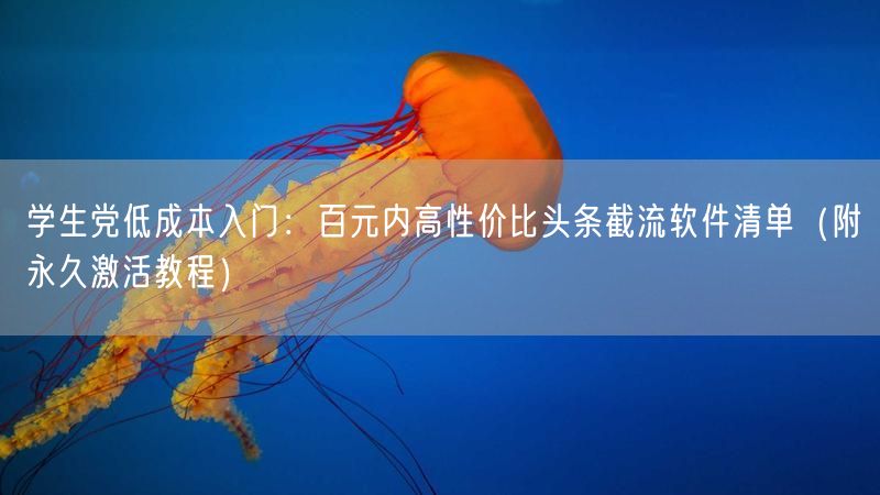 学生党低成本入门：百元内高性价比头条截流软件清单（附永久激活教程）