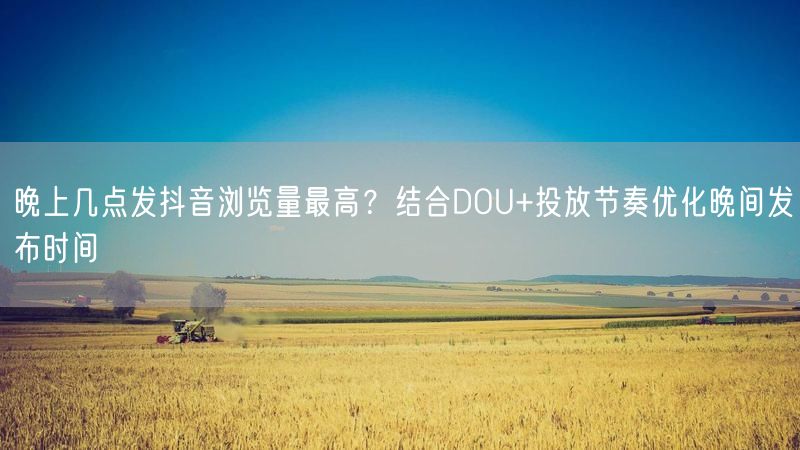 晚上几点发抖音浏览量最高？结合DOU+投放节奏优化晚间发布时间