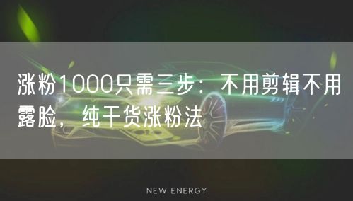 涨粉1000只需三步：不用剪辑不用露脸，纯干货涨粉法