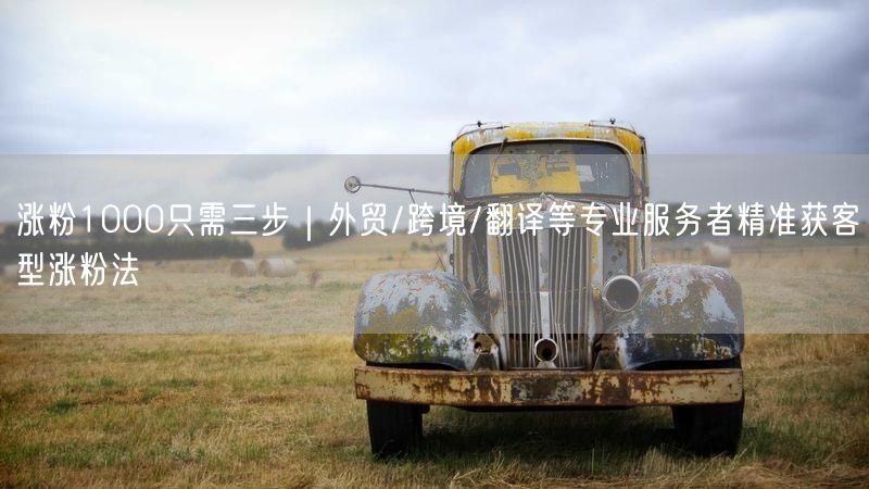 涨粉1000只需三步｜外贸/跨境/翻译等专业服务者精准获客型涨粉法