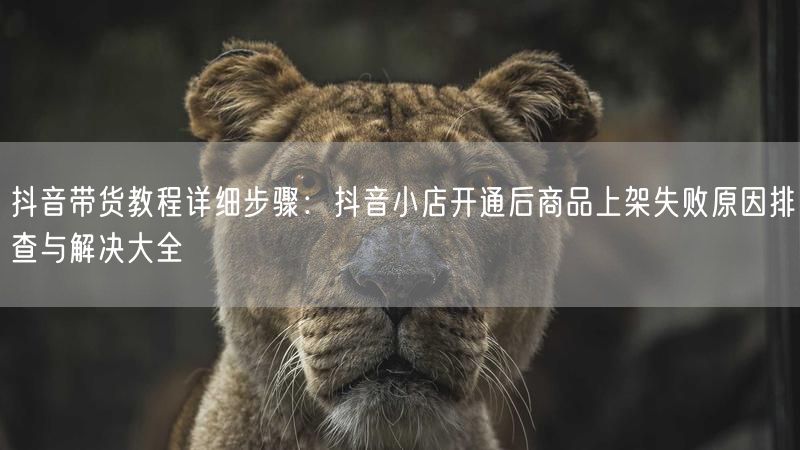抖音带货教程详细步骤：抖音小店开通后商品上架失败原因排查与解决大全