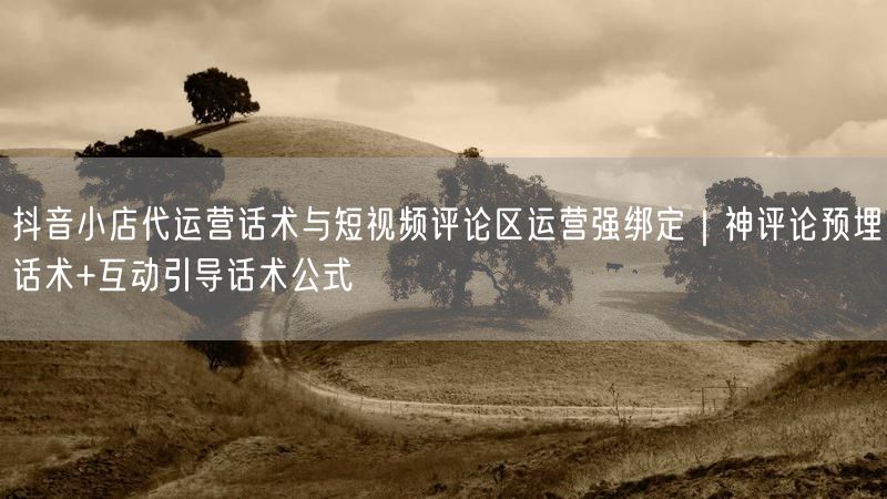 抖音小店代运营话术与短视频评论区运营强绑定｜神评论预埋话术+互动引导话术公式