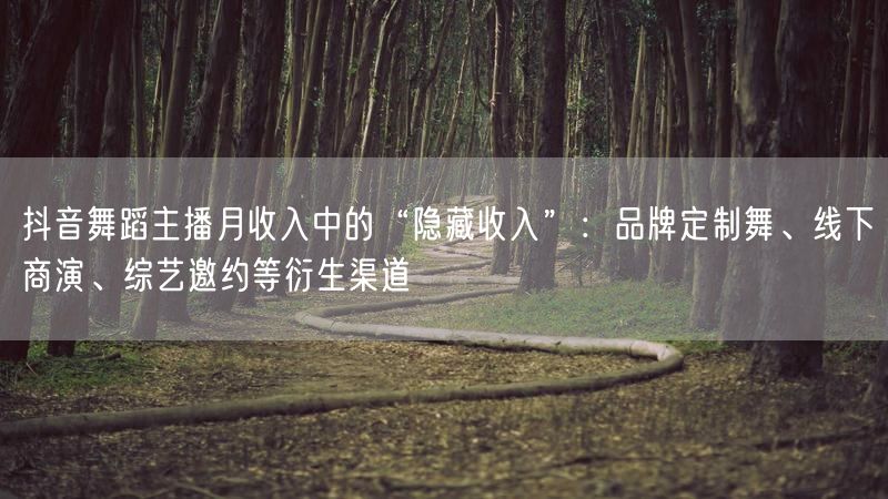抖音舞蹈主播月收入中的“隐藏收入”：品牌定制舞、线下商演、综艺邀约等衍生渠道